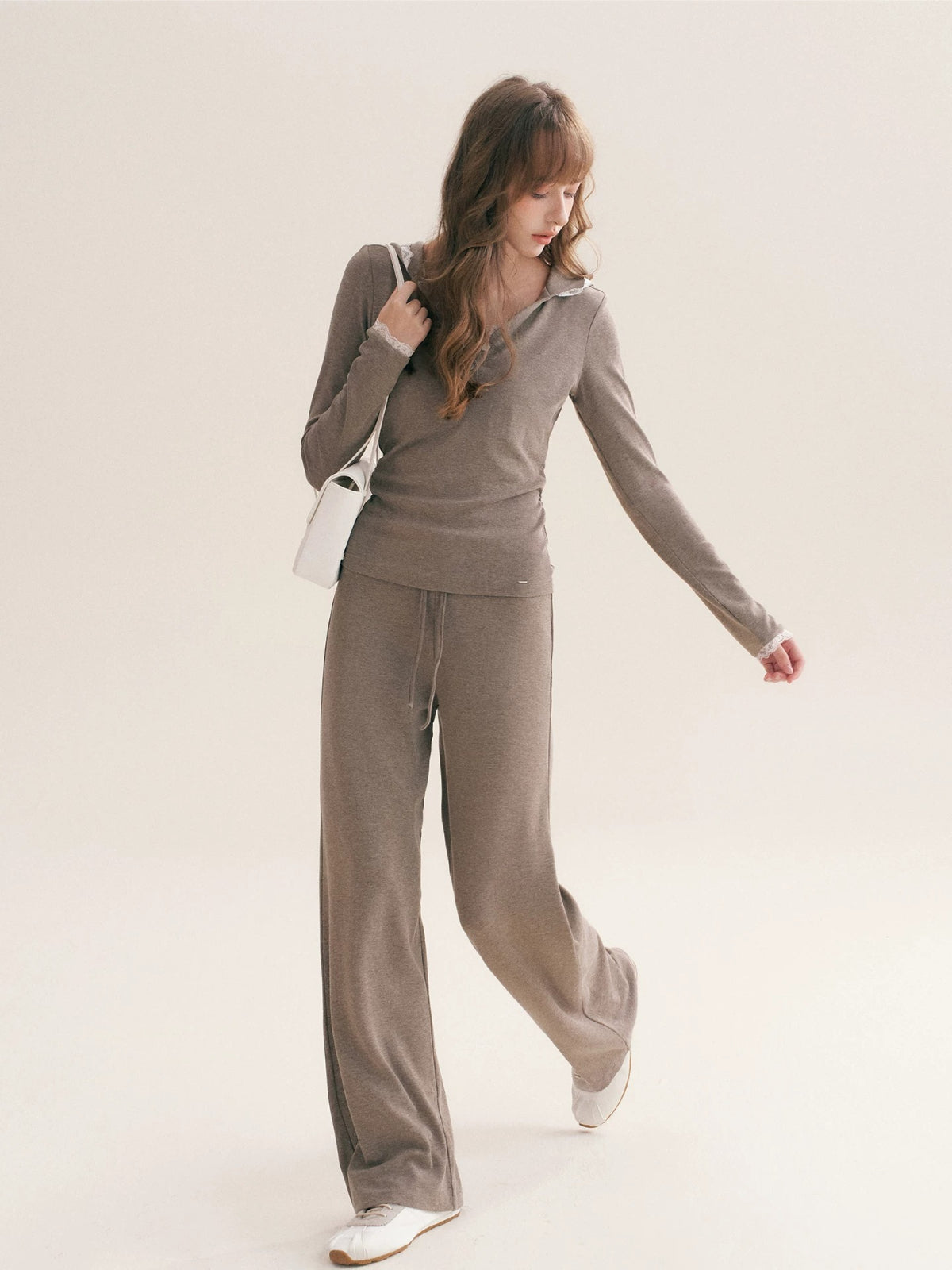 Lace Trim Hoodie Set