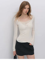 Lace Layered Wool Top