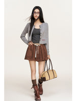 Chain Embroidered Cropped Knit Cardigan