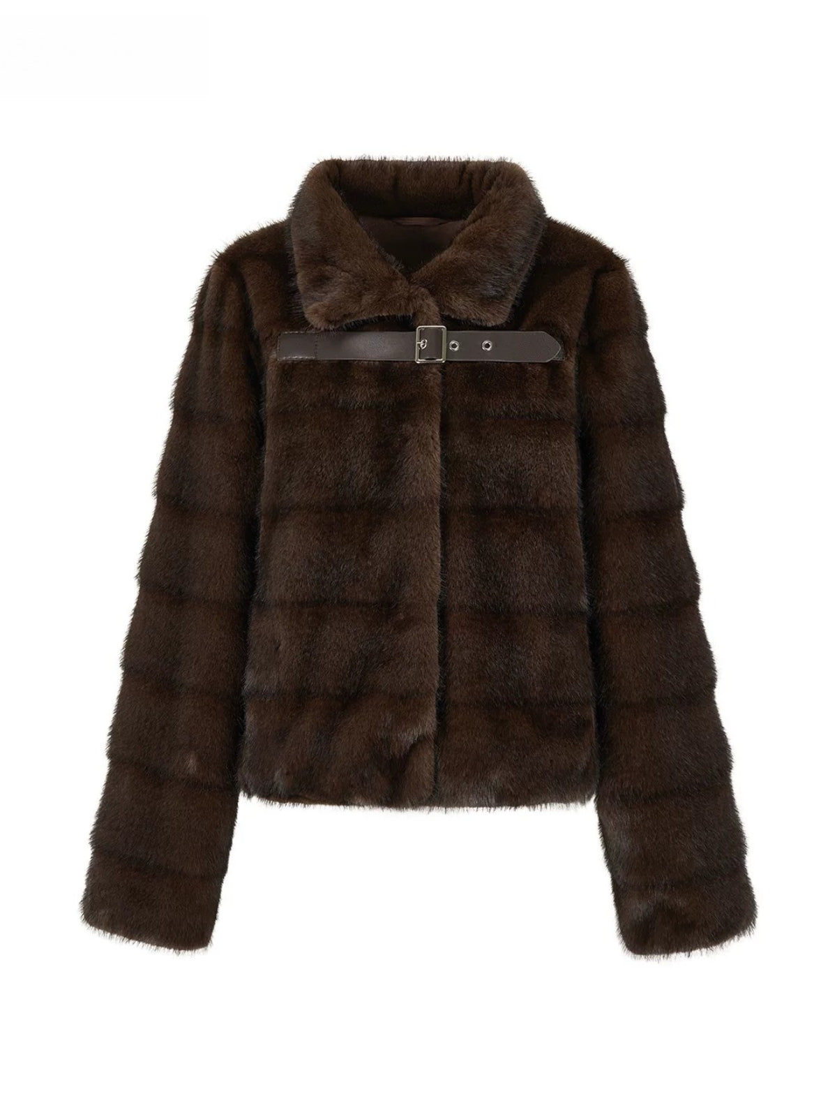 Vintage Faux Mink Fur Buckle Jacket
