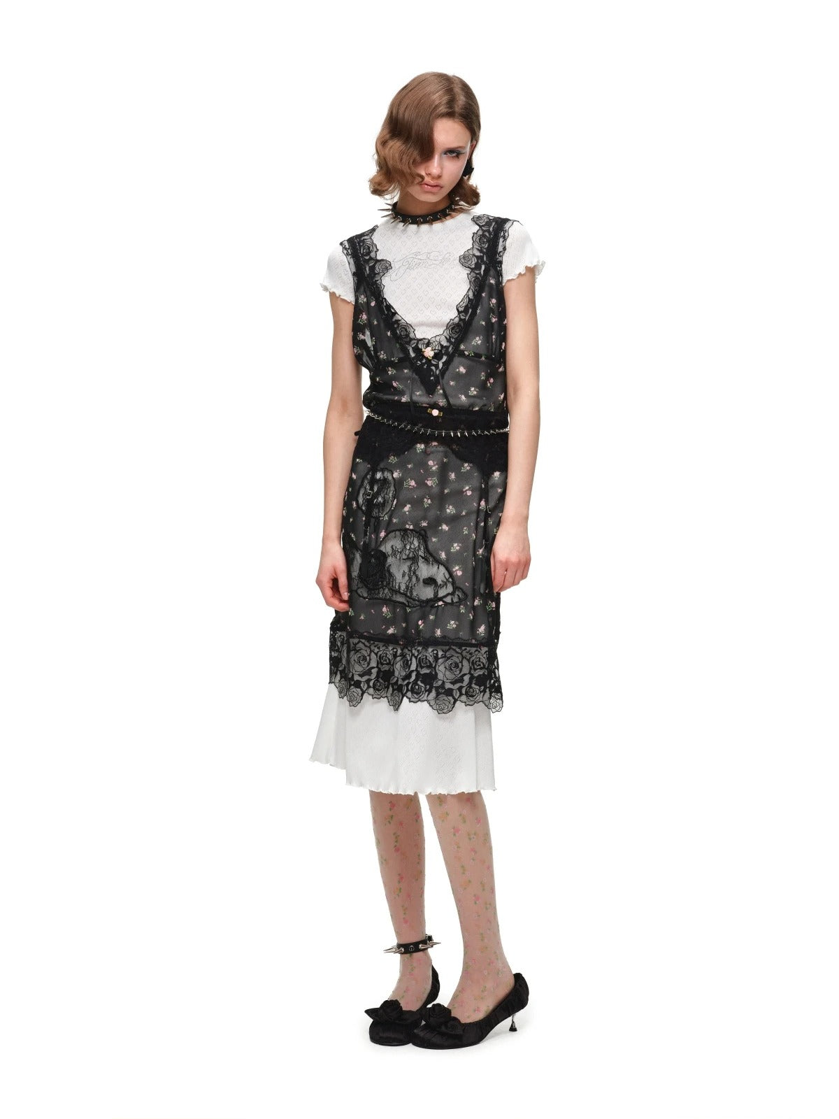 Snoopy V-neck Lace Dress