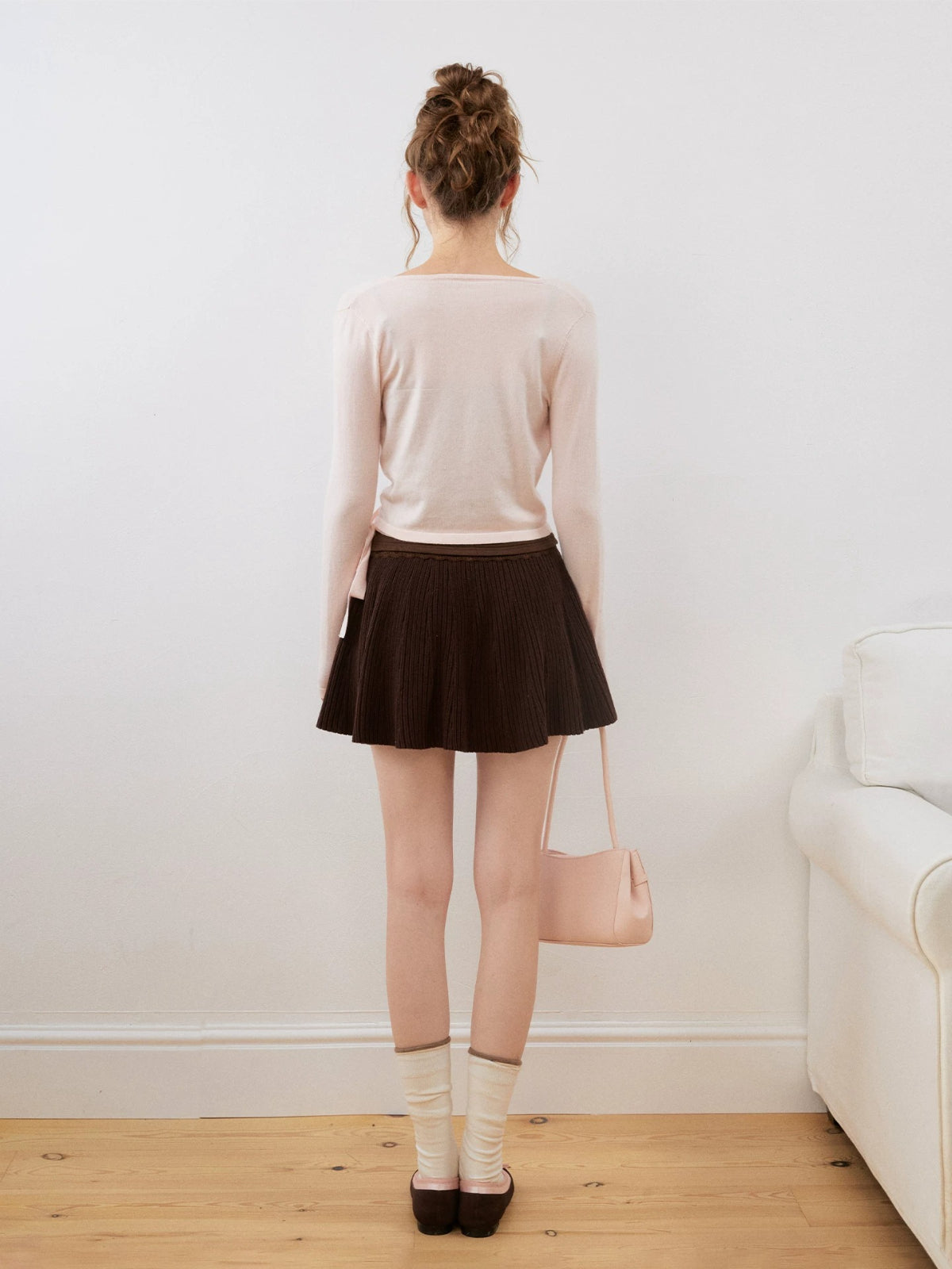 Silk Wool Wrap V-Neck Knit Top