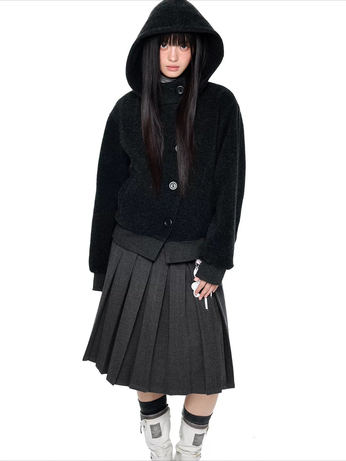 Hooded Button Jacket