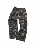 Washed Camo Multi-Pocket Cargo Wide-Leg Pants