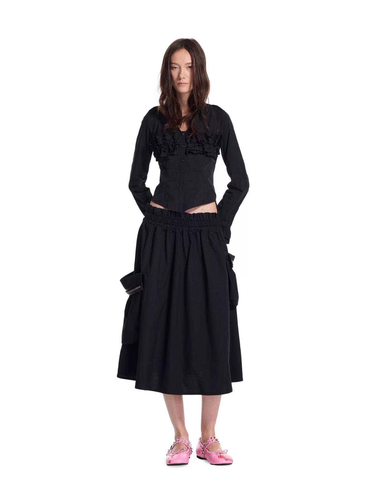 Detachable Strap Studded Ballet Flats
