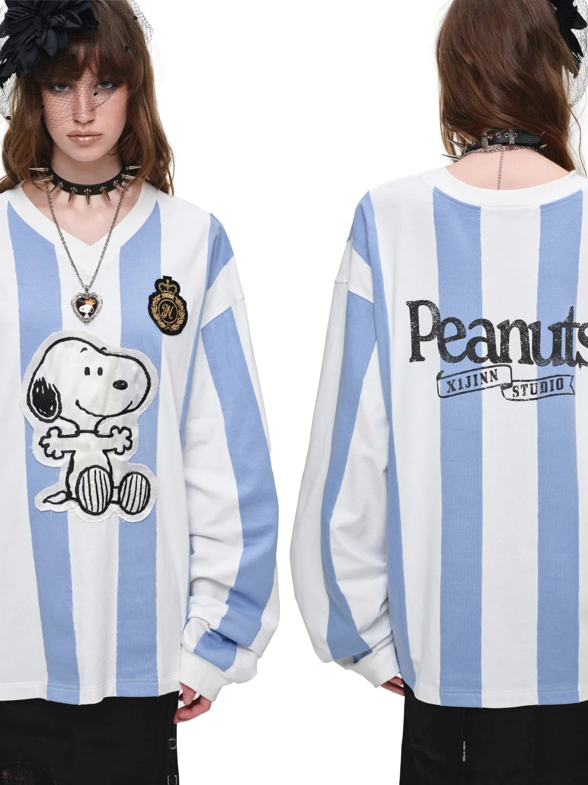 Embroidered Stripe Baseball Tee