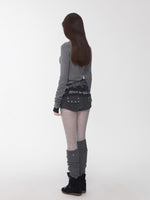 Rhinestone High Neck Raglan Knit Top