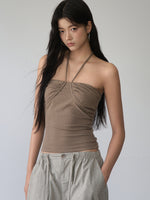 Pleated Rope-Hanging Fitted Bandeau