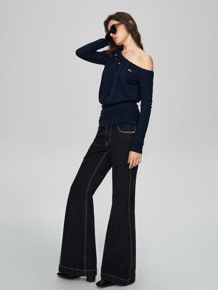 Lyocell Ruched Pearl Tee