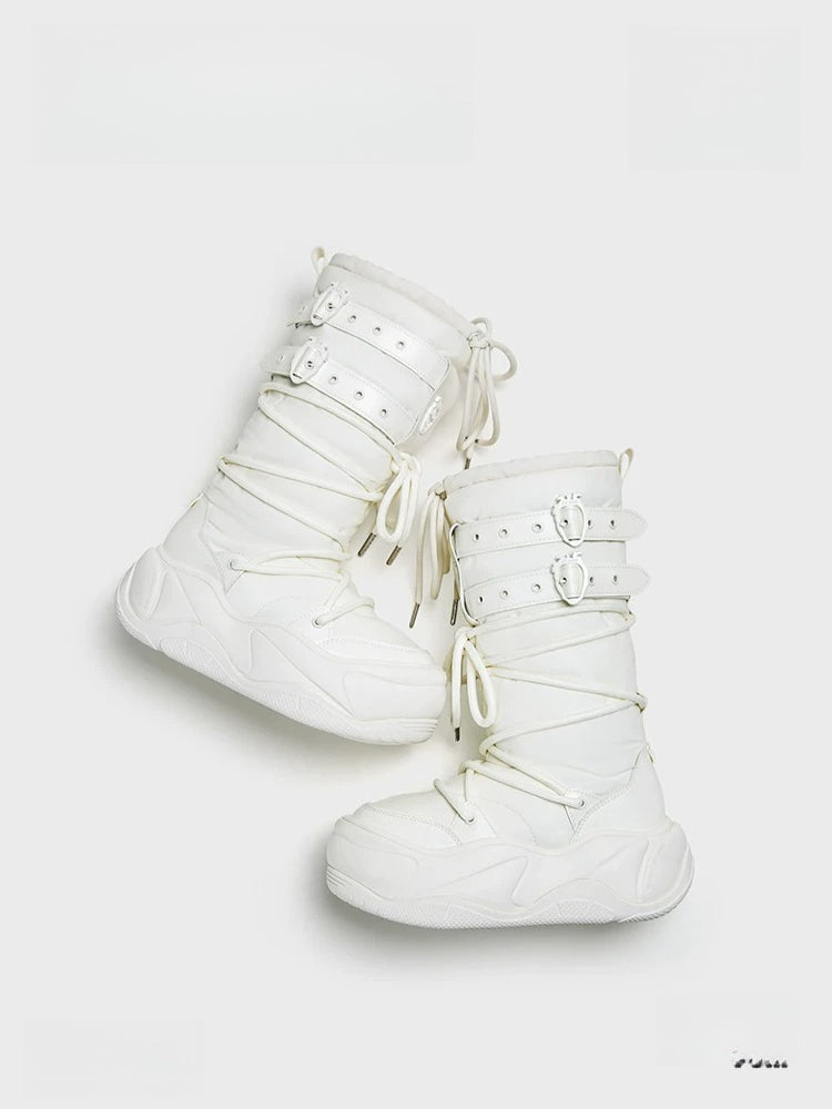 Fleece Platform Snow Boots