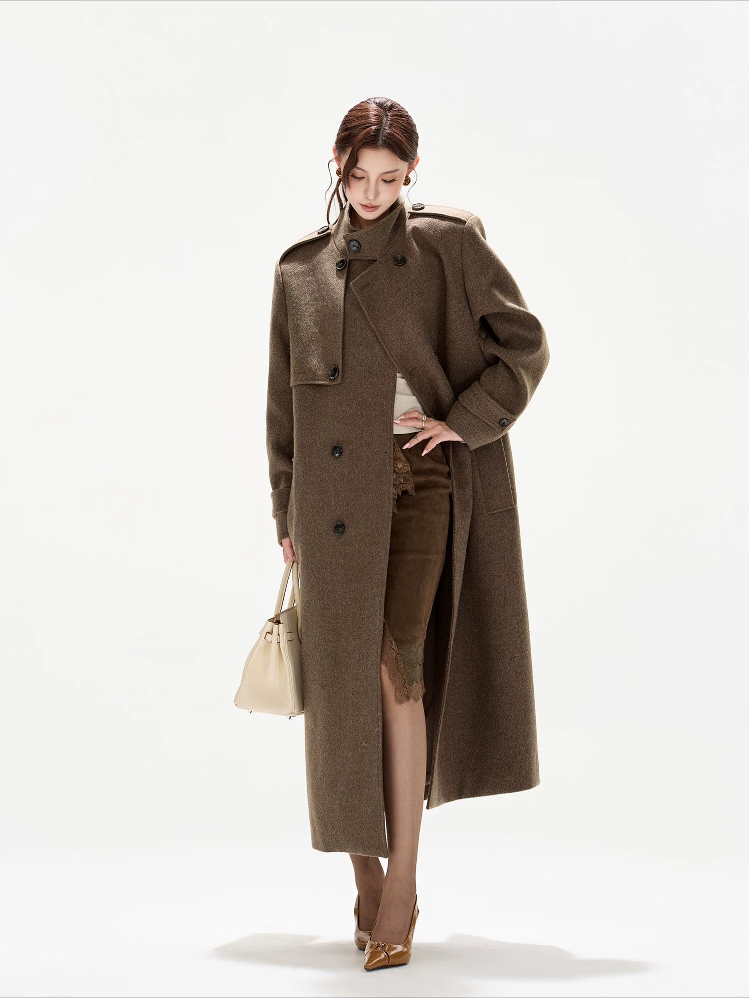 Brown Wool Blend Coat