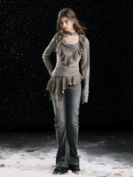 Sweet Ruffle Asymmetric Tencel Top