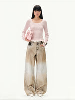 Washed Suede Detail Jeans