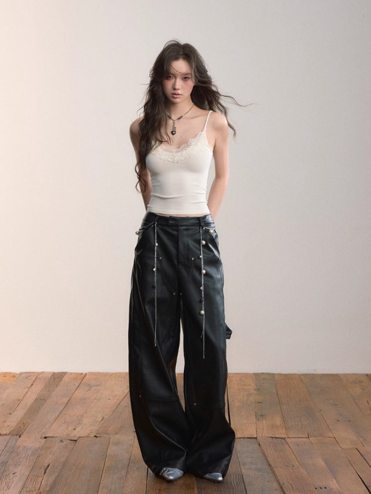 Lace Trim Cropped Cami Top