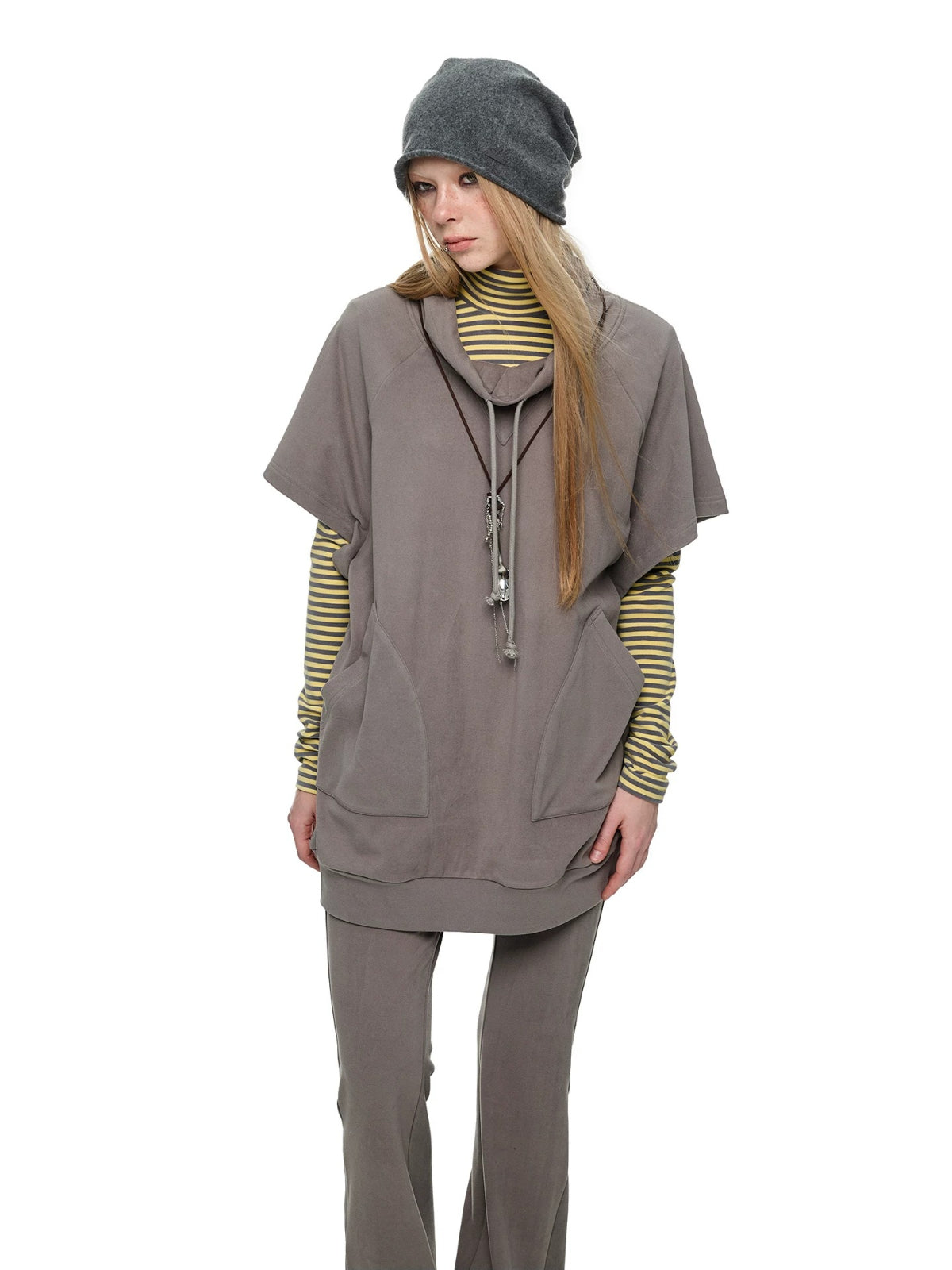 Striped Turtleneck Hoodie Set