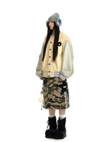Contrast Wool Blend Baseball Jacket