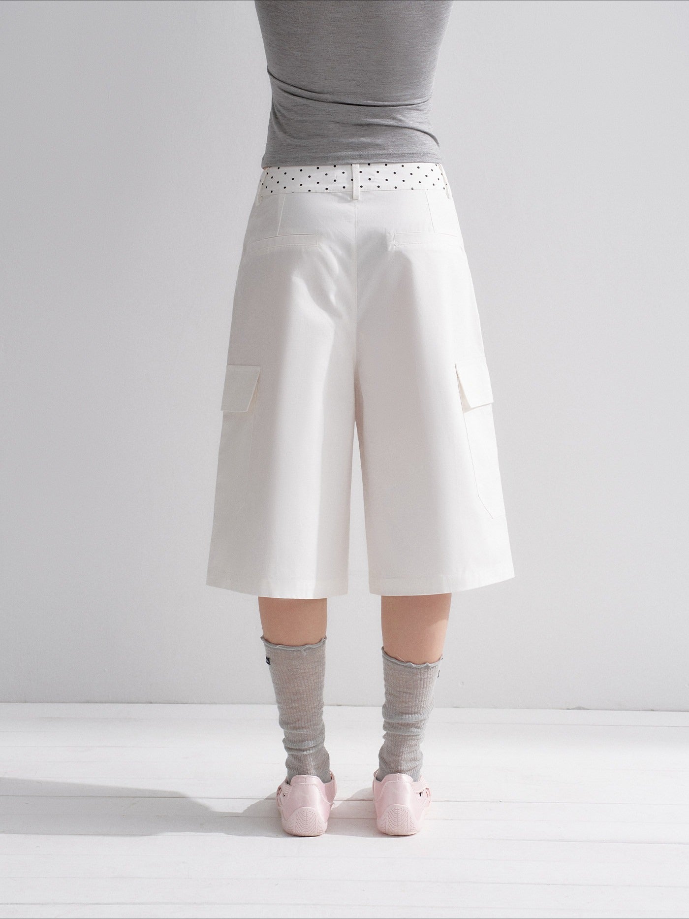 White Polka-Dot Cargo Culottes
