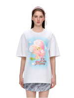 Island-style Bear Surfing Illustration Cotton T-shirt