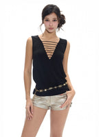 Deep V-neck Cutout Tank Top