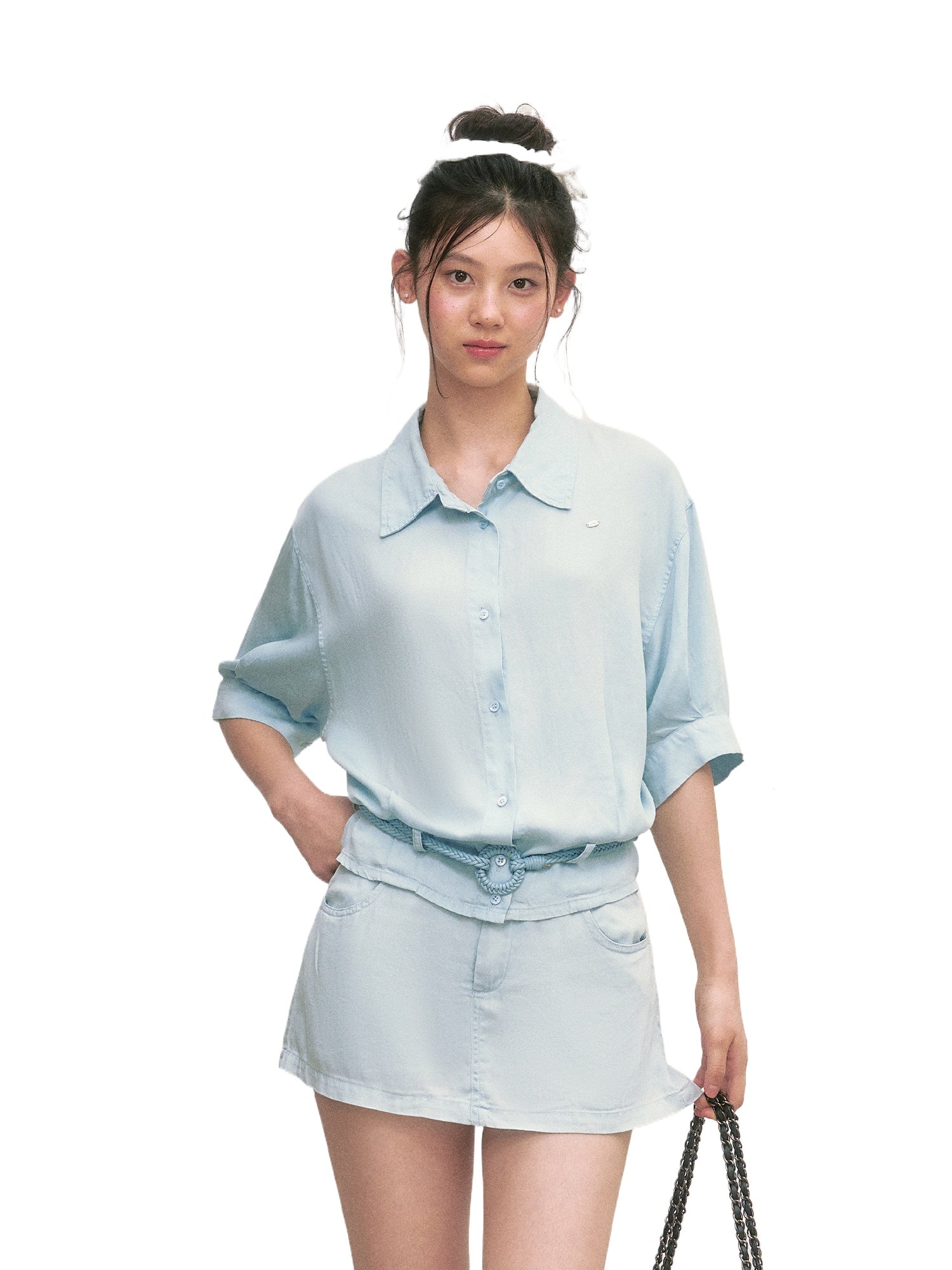 Light Blue Shirt &amp; Shorts Set