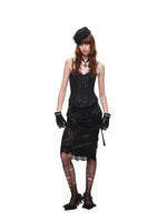 Lace Satin Midi Skirt