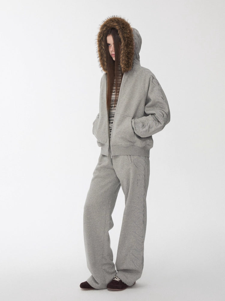 Script Embroidery Hoodie Sweat Set