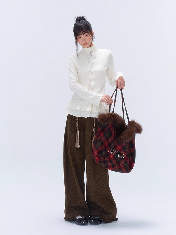 Ruffle Layered-Look Mock-Neck Top