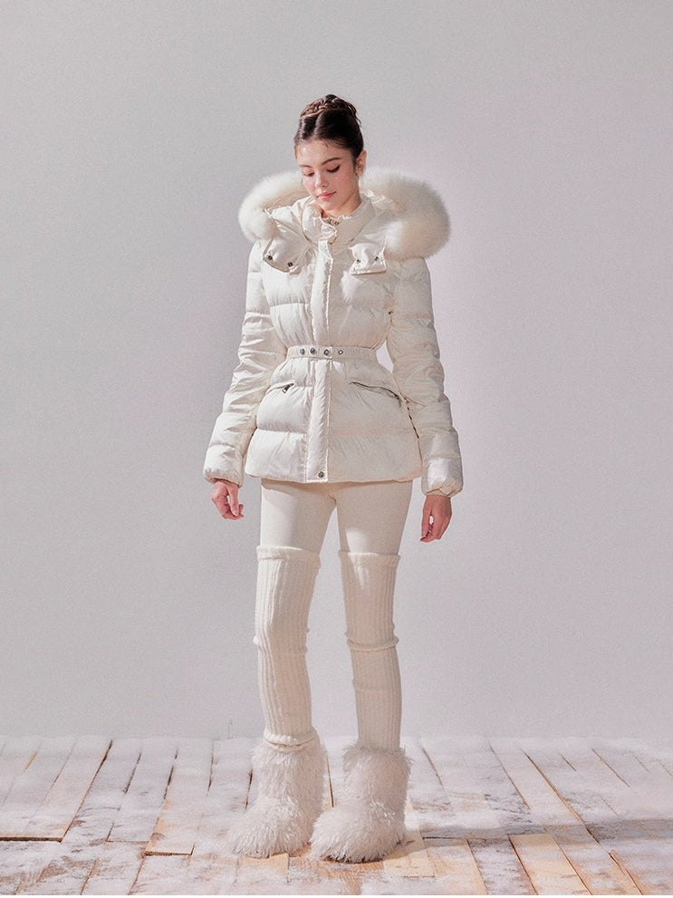 Fox Fur Large Collar Hooded Short Down Jacket