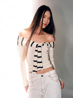 Striped Sailor Collar Slim Top