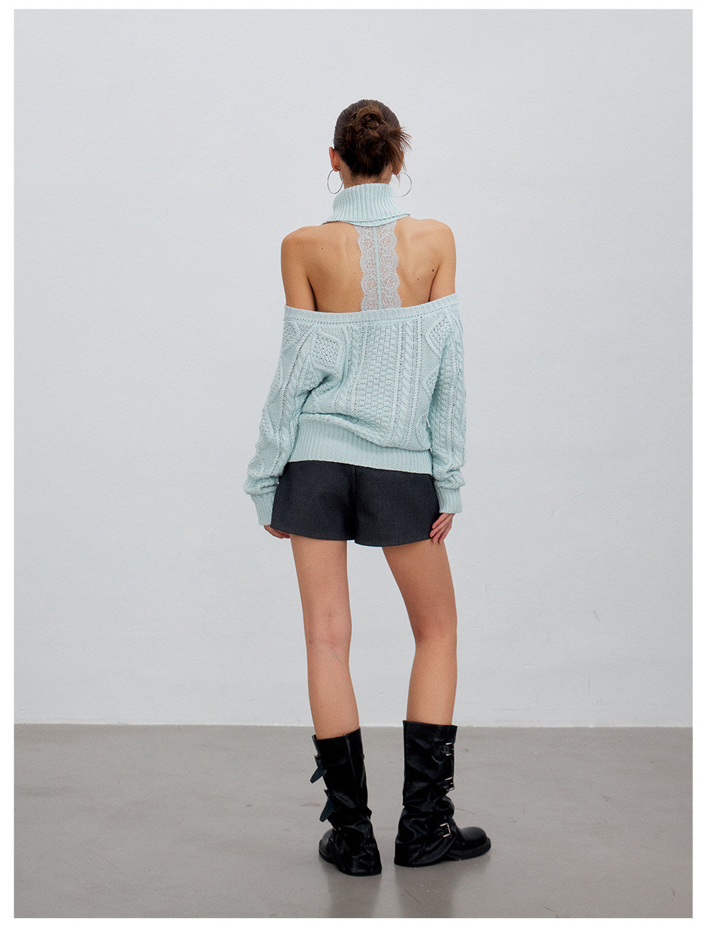 Cold Shoulder Turtleneck Knit