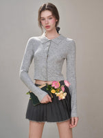 Mist-Grey Pleated Skirt
