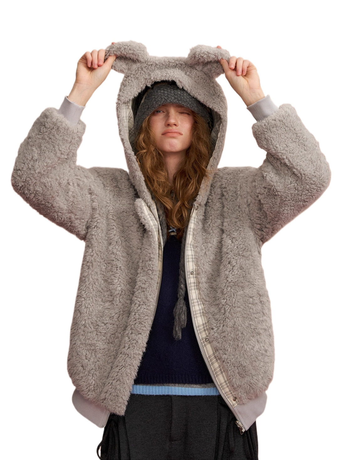 Sherpa Plaid Reversible Hooded Jacket