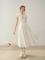 Acetate Ruffle Midi Dress
