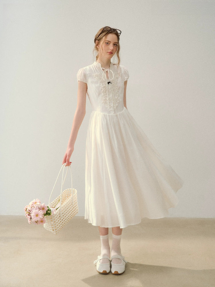 Acetate Ruffle Midi Dress