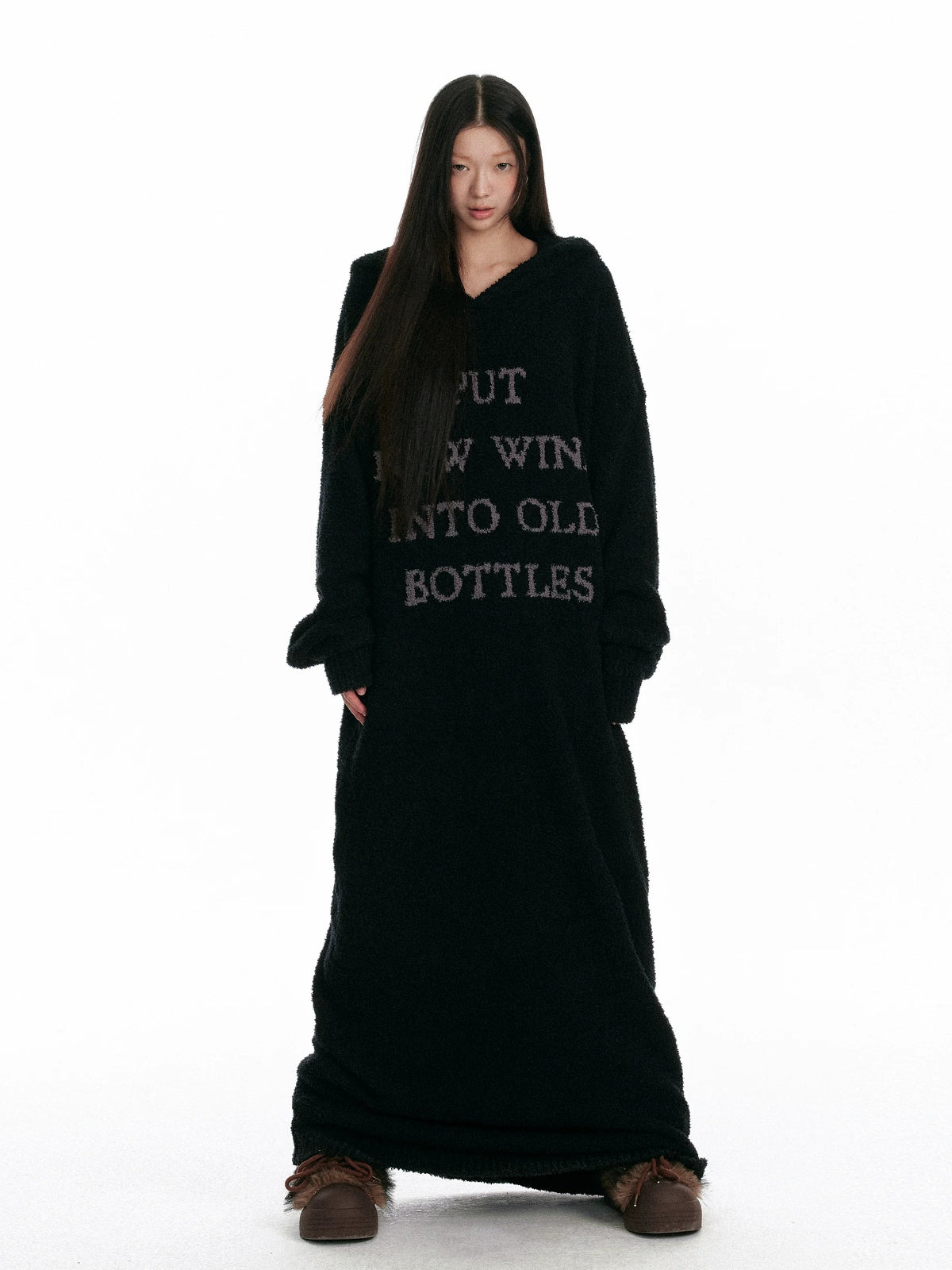 Korean Hooded Velvet Knit Dress