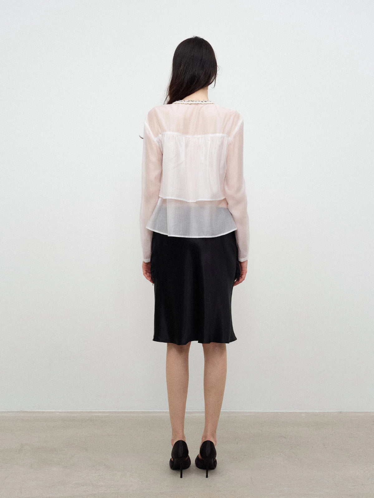 Ribbon Sheer Lyocell Blouse