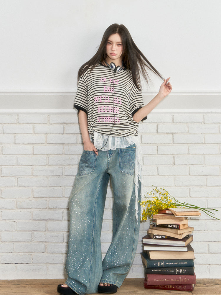 Floral Print Round Neck Short-Sleeve T-shirt