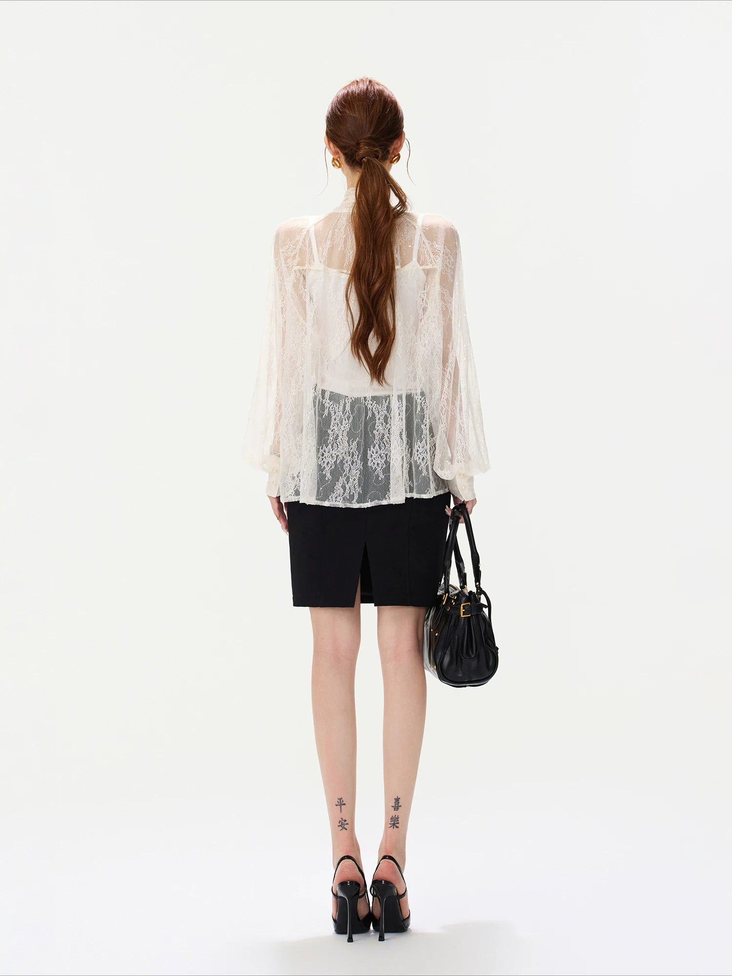 Sequin Lace Ribbon Blouse