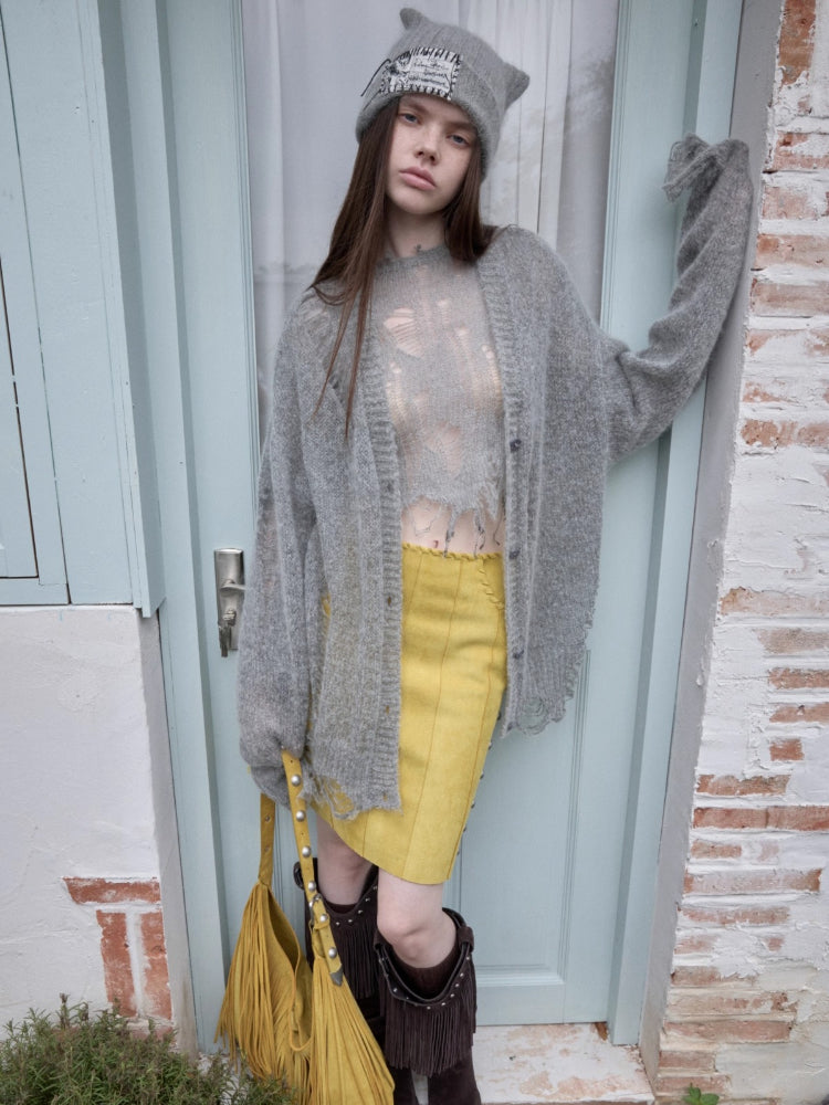 Mohair Star Cutout Cardigan