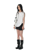 Textured Cotton Sleeveless T-Shirt