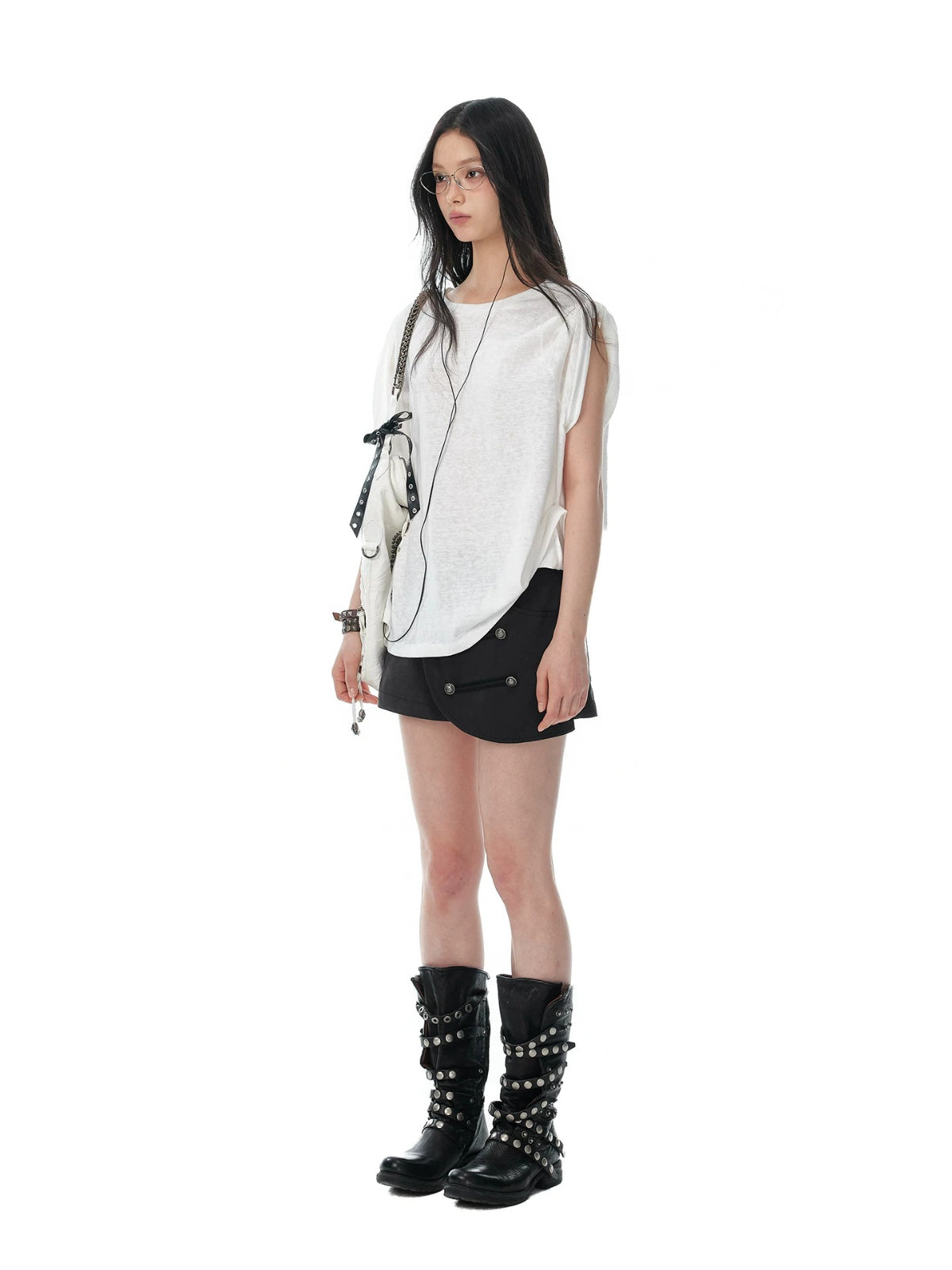 Textured Cotton Sleeveless T-Shirt