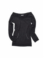 V-Neck Studded Slim Sweatshirt