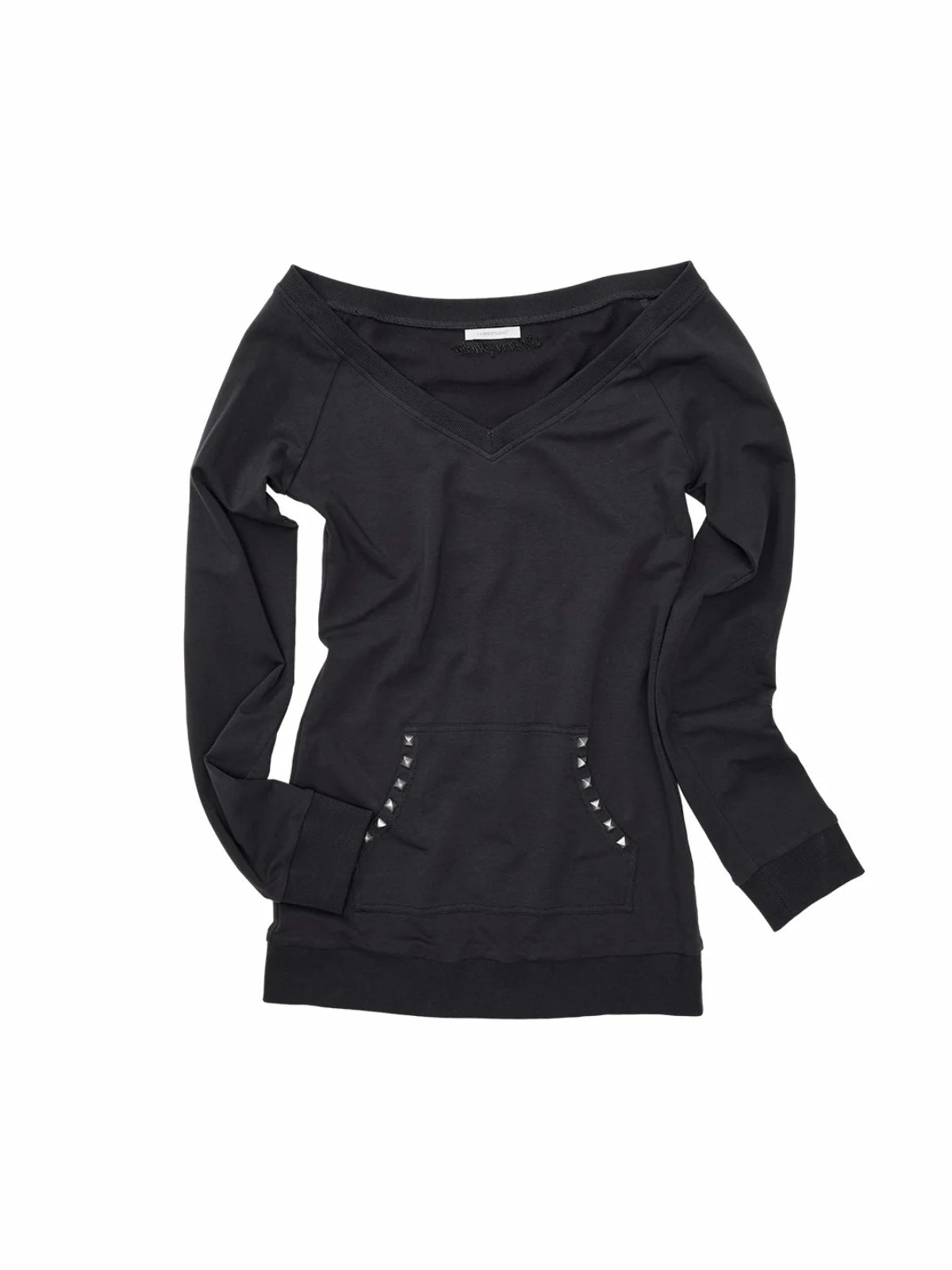 V-Neck Studded Slim Sweatshirt
