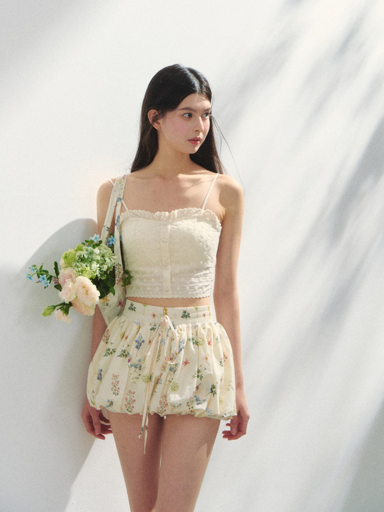 Embroidered Strapless Backless Top