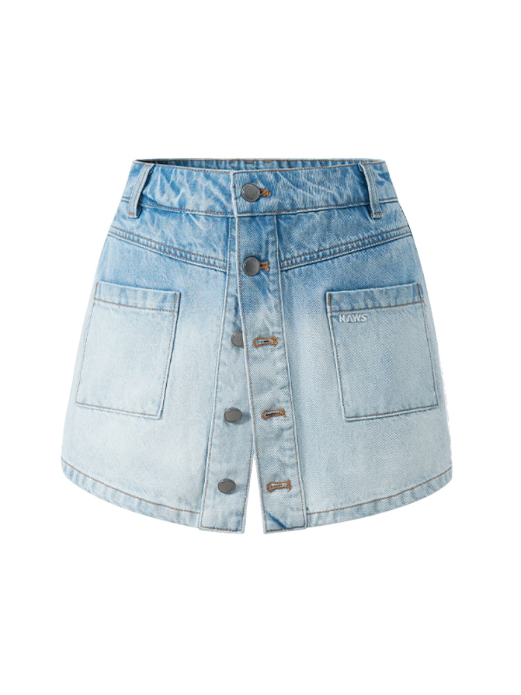 Layered Mammoth Denim Skirt