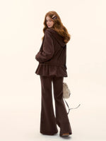 Drawstring Fleece-lined Hoodie & Pants Set