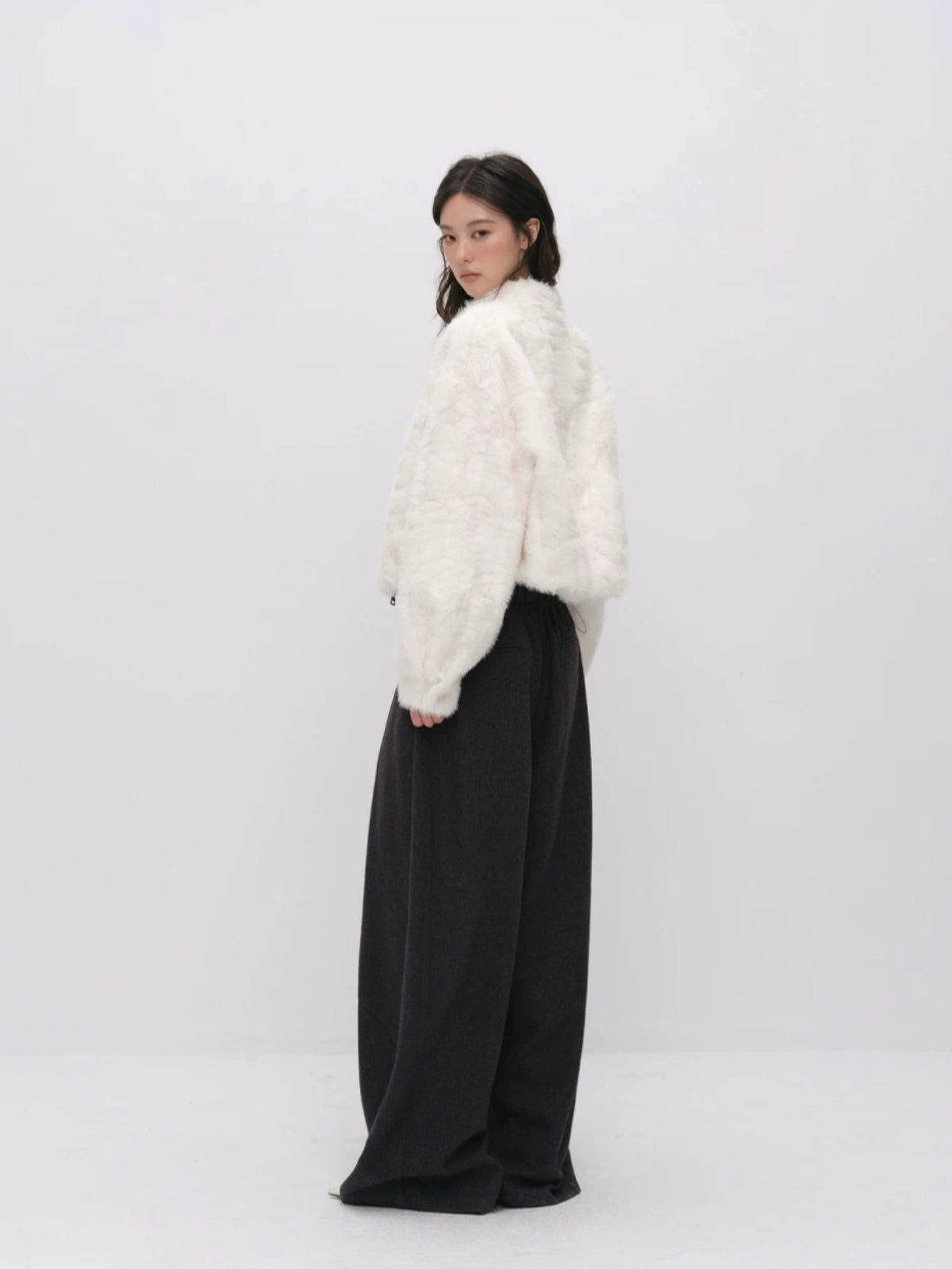 Faux Fur Stand Collar Coat