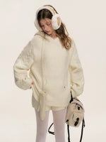 Bouclé Cable Knit Hooded & Shorts Set