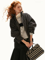 Textured Faux Fur Collar Jacket