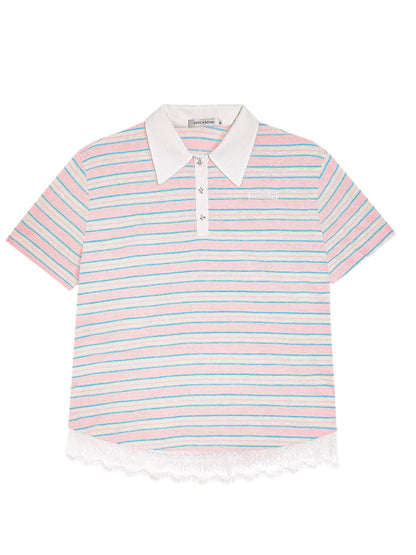 Floral Striped Polo Shirt